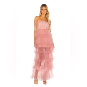 Lovers + Friends Blush Strapless Tulle Gown XS